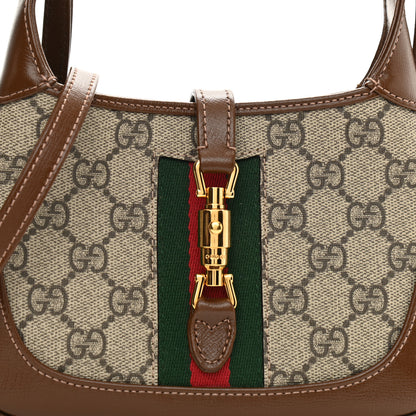 Gucci GG Supreme Monogram Azalea Calfskin Web Mini Jackie 1961 Hobo Beige Ebony Brown Sugar 8 of 10