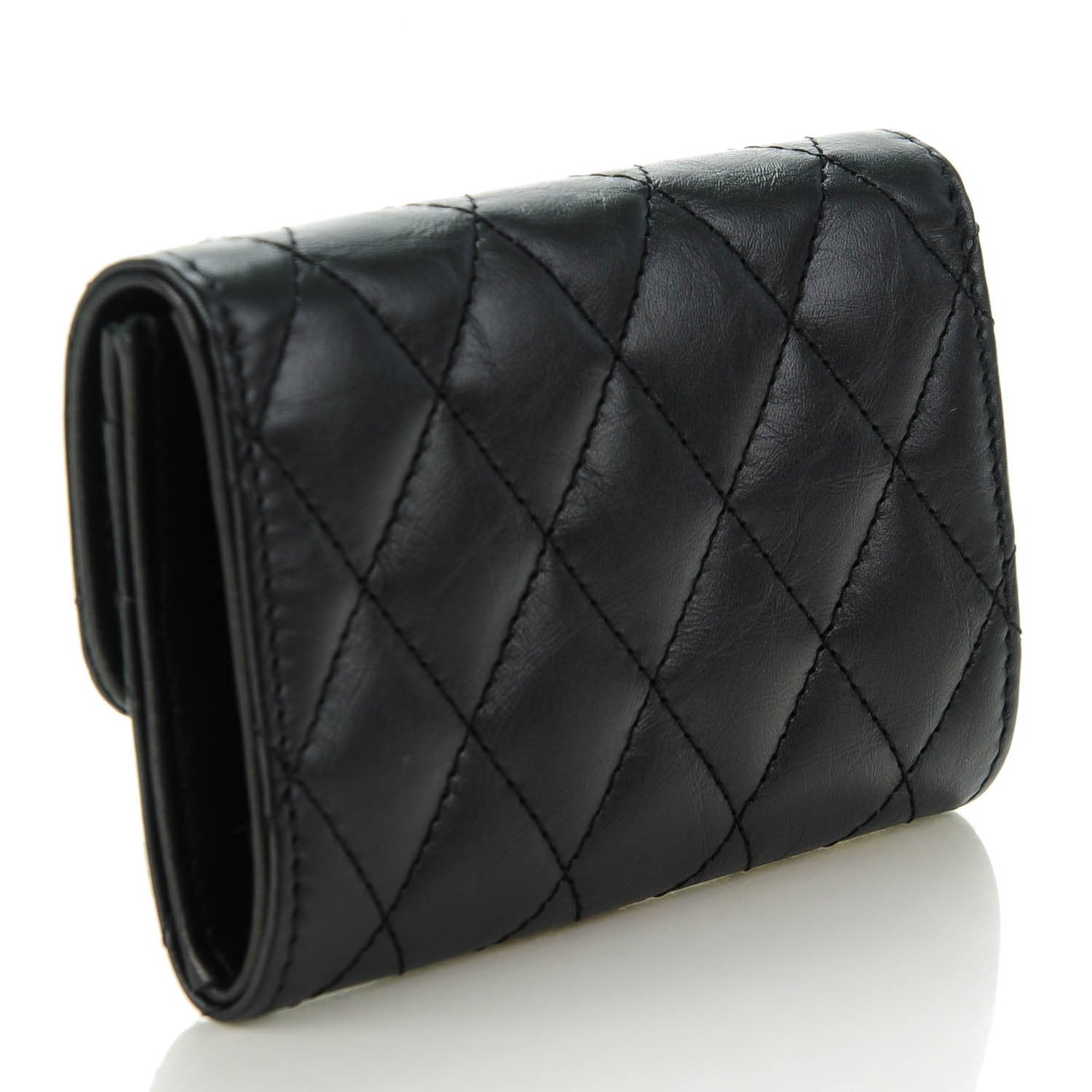 Chanel Aged Calfskin Quilted Reissue Flap Card Holder Black 3 of 8