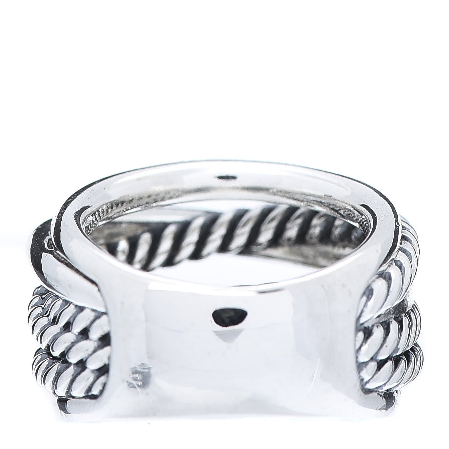 David Yurman Sterling Silver 15mm Narrow Crossover Cable Ring 50 5.25 4 of 5