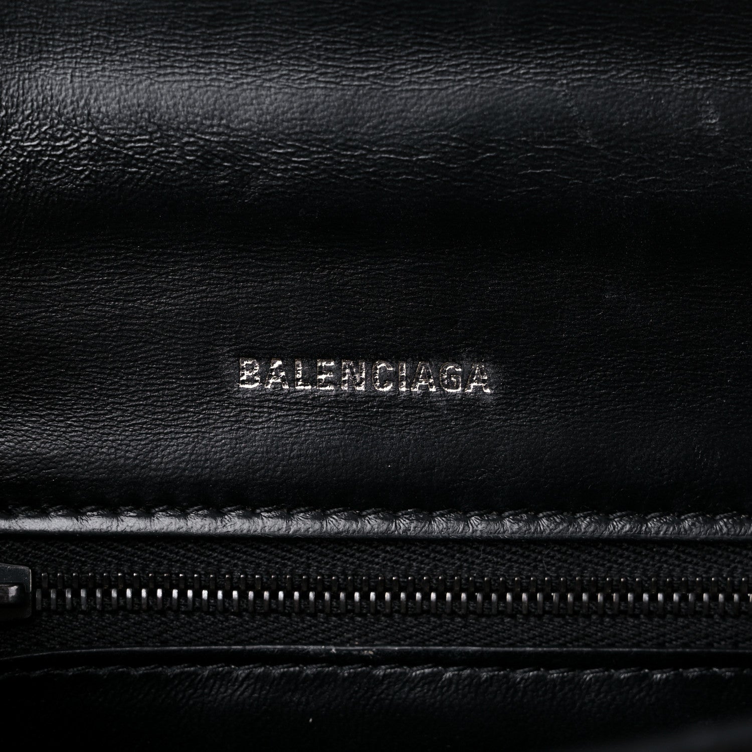 Balenciaga Shiny Calfskin Monochrome Crocodile Embossed Small Hourglass Top Handle Bag Black 6 of 16