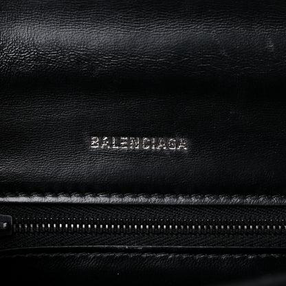 Balenciaga Shiny Calfskin Monochrome Crocodile Embossed Small Hourglass Top Handle Bag Black 6 of 16