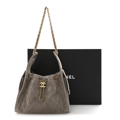 Chanel Suede Quilted Small Chanel 25 Handbag Dark Grey 11 of 11