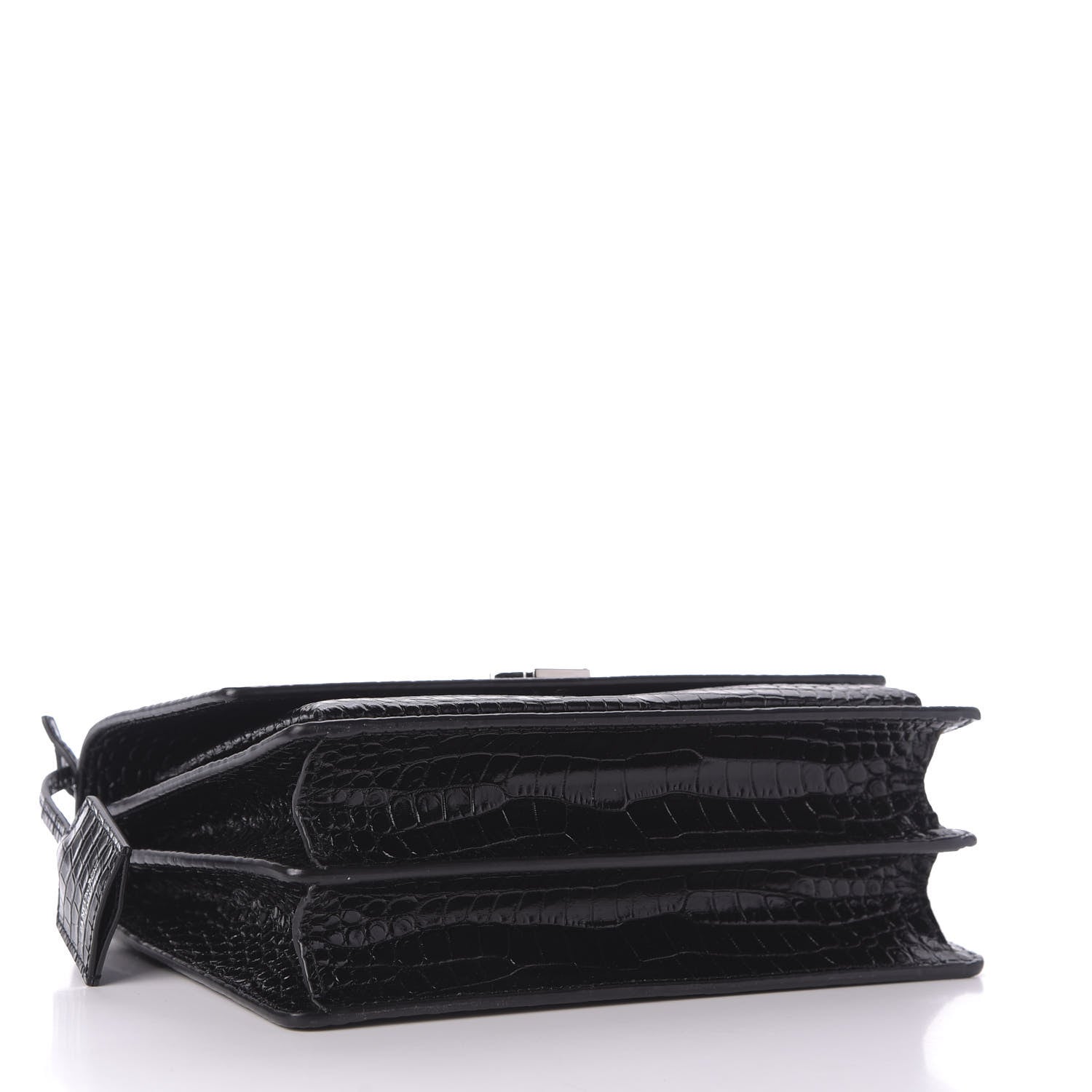 Saint Laurent Calfskin Crocodile Embossed Medium Monogram Sunset Black 4 of 8
