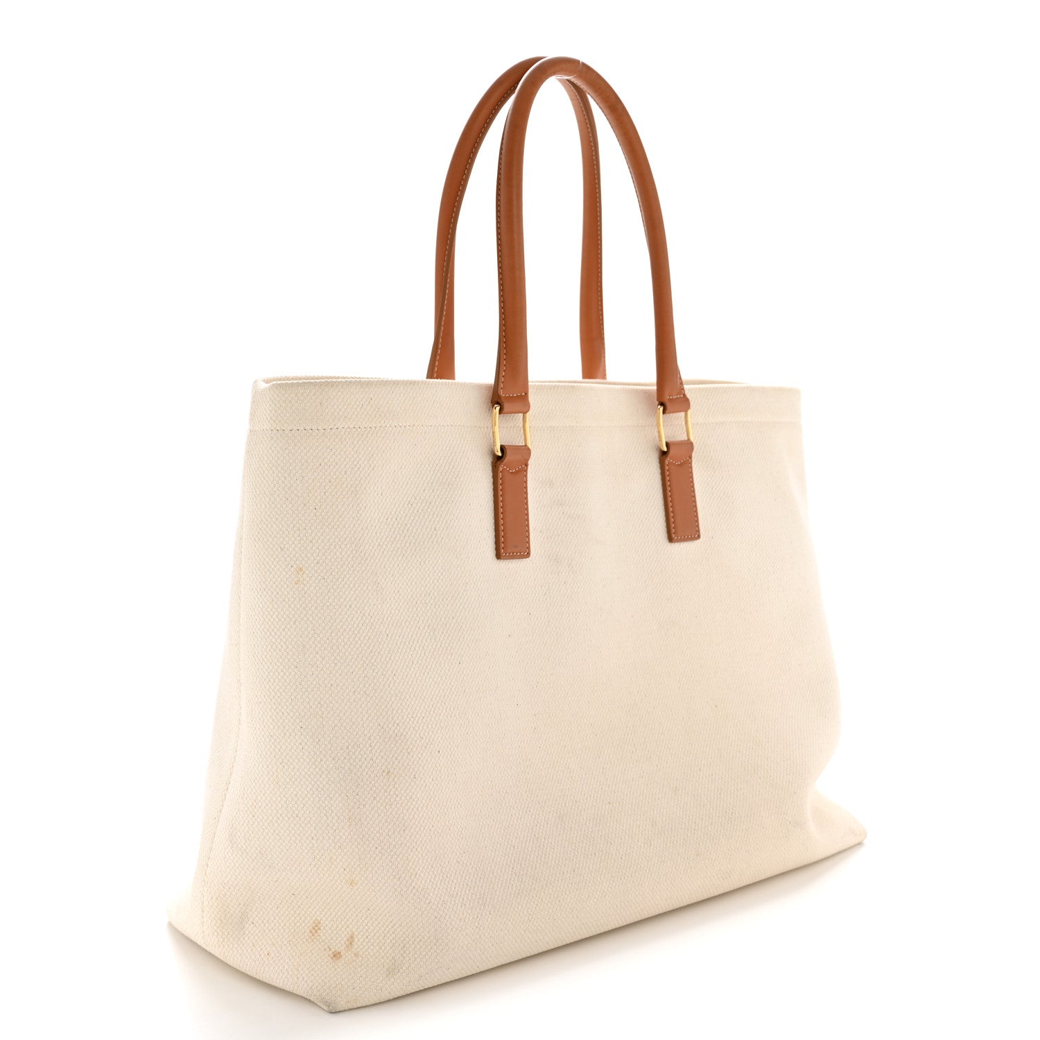 Celine Canvas Calfskin Horizontal Cabas Natural Tan 1846236