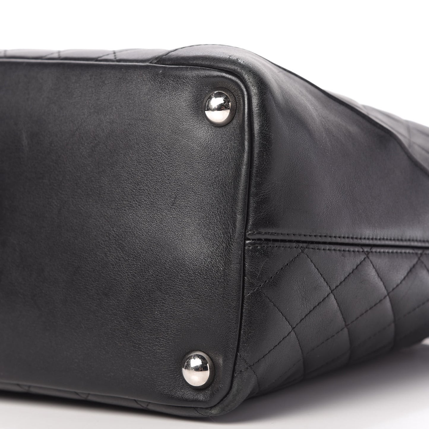 Calfskin Quilted Large Cambon Tote Black
