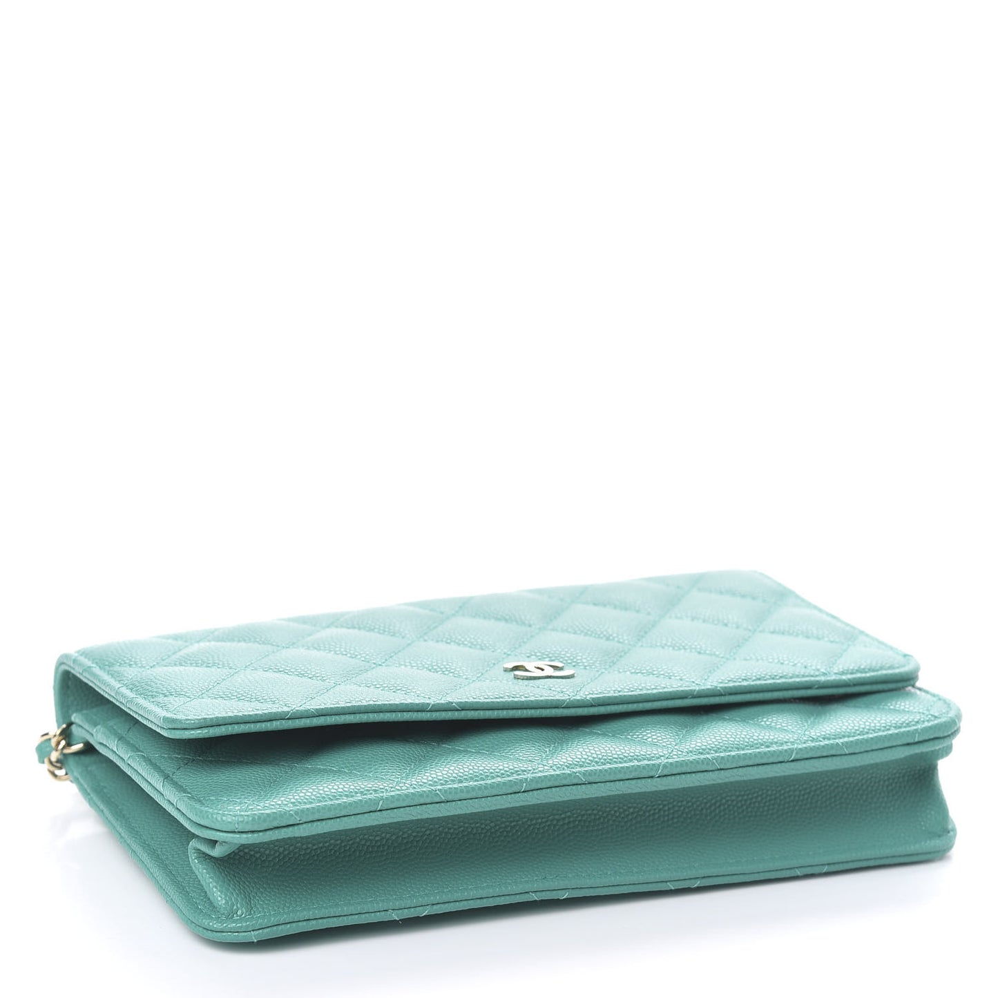 Caviar Quilted Wallet On Chain WOC Turquoise