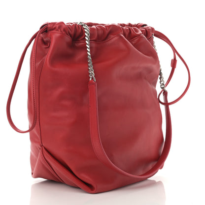 Saint Laurent Lambskin Teddy Drawstring Bag Eros Red 4 of 12