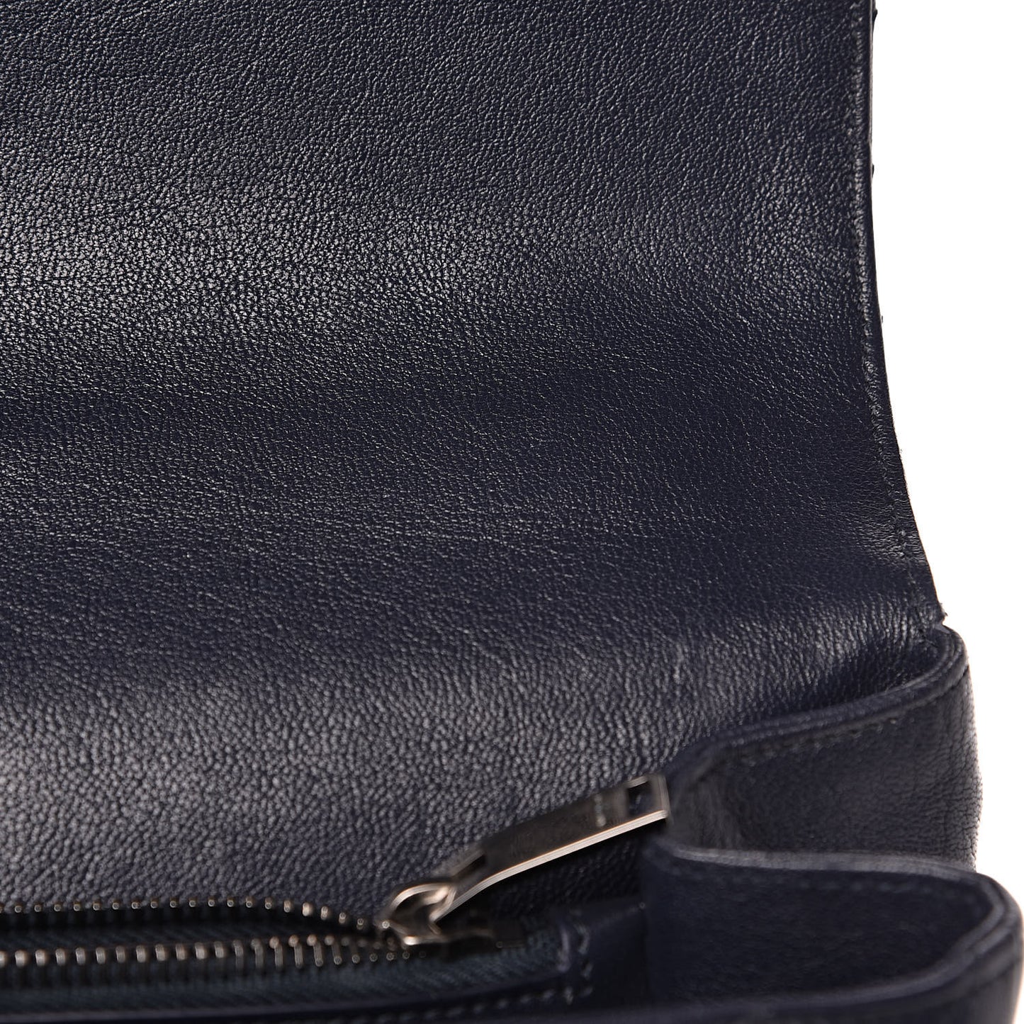 Sheepskin Matelasse Chevron Monogram Large College Satchel Navy Blue