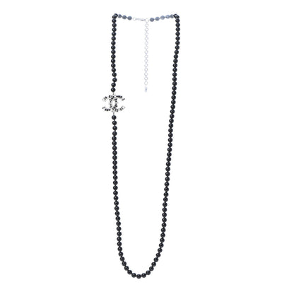 Chanel Ruthenium Baguette Crystal CC Beaded Long Necklace Black 3 of 5