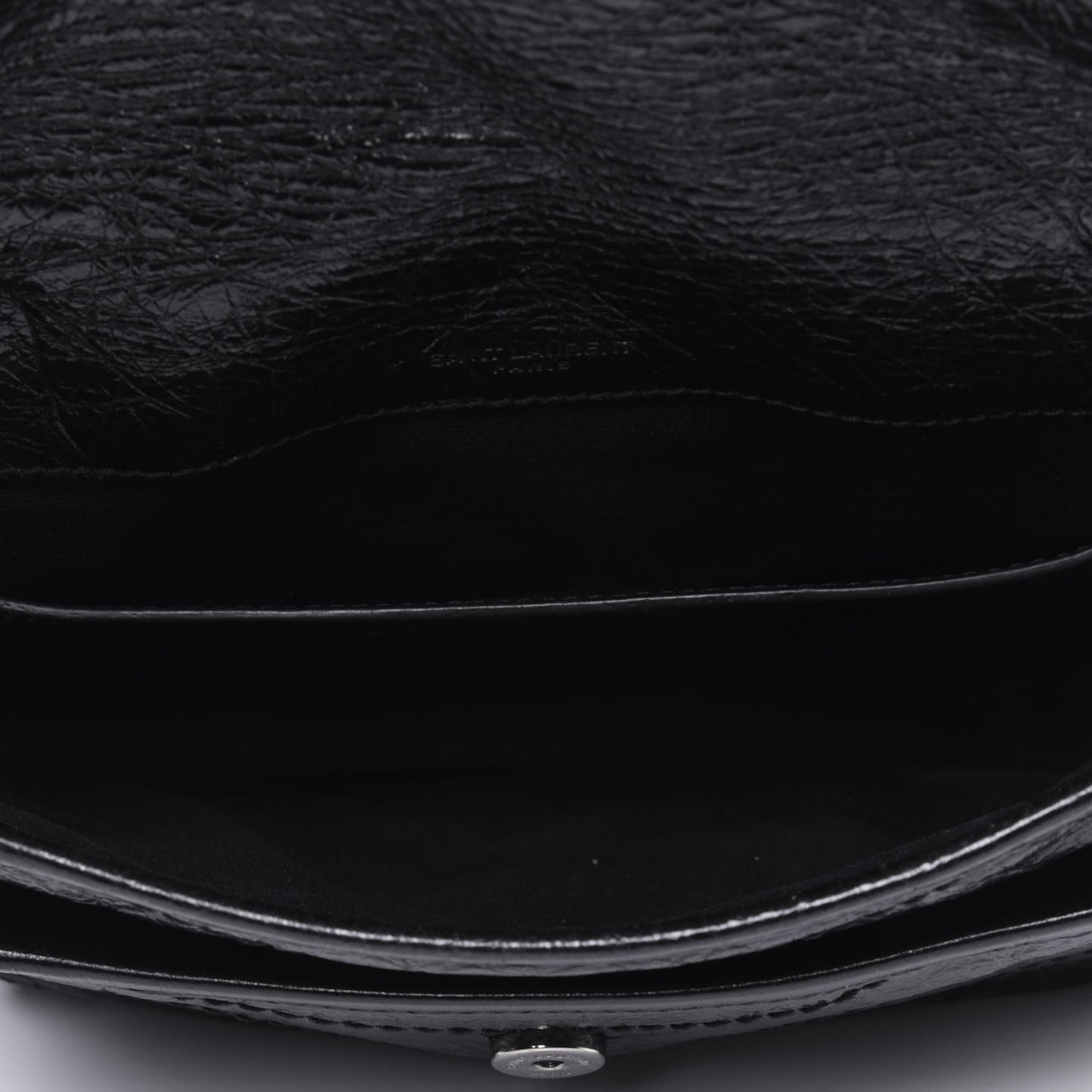 Crinkled Calfskin Matelasse Monogram Baby Niki Chain Satchel Black
