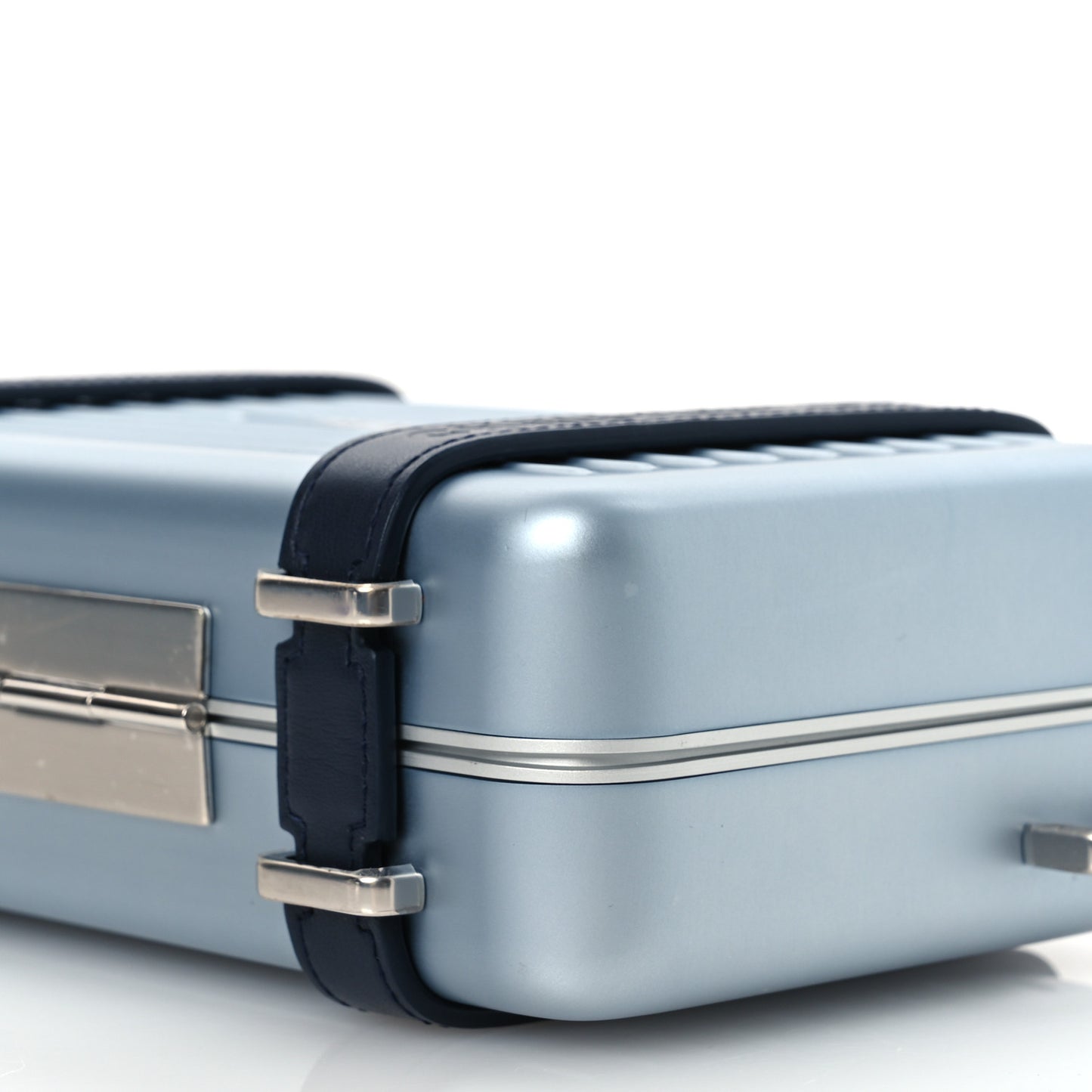 X RIMOWA Aluminum Personal Clutch On Strap Bleu