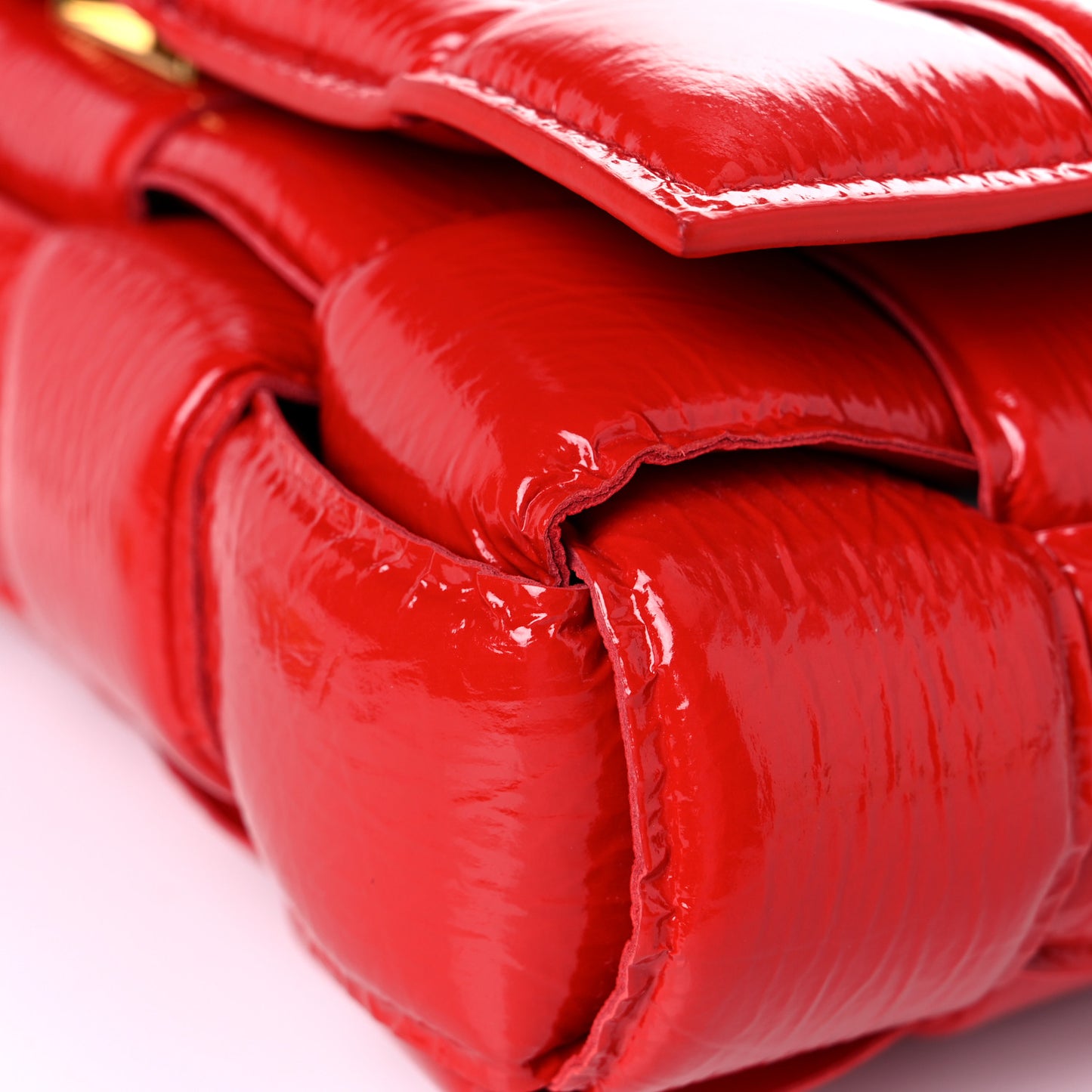 Textured Deerskin Maxi Intrecciato Padded Cassette Crossbody Bag Chili