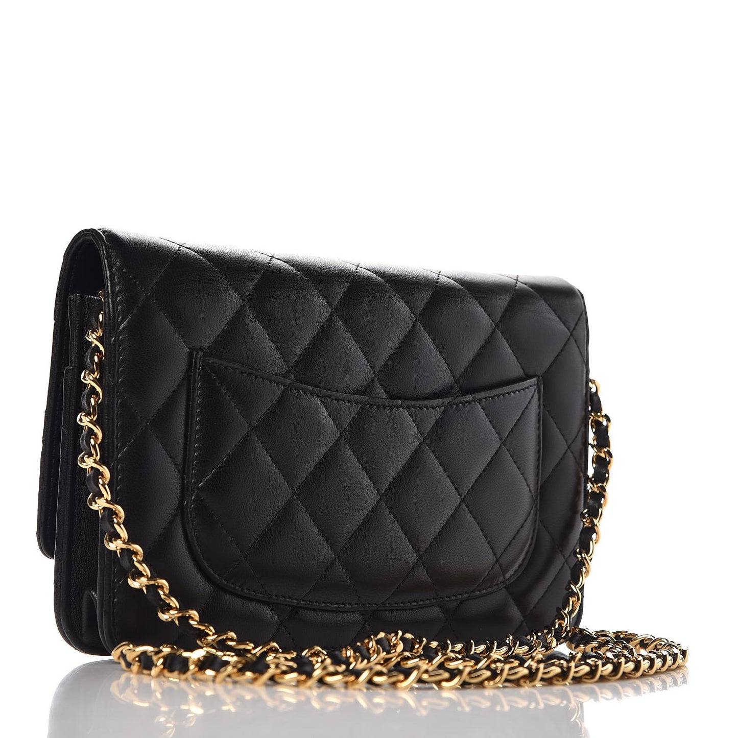 Lambskin Quilted Wallet On Chain WOC Black