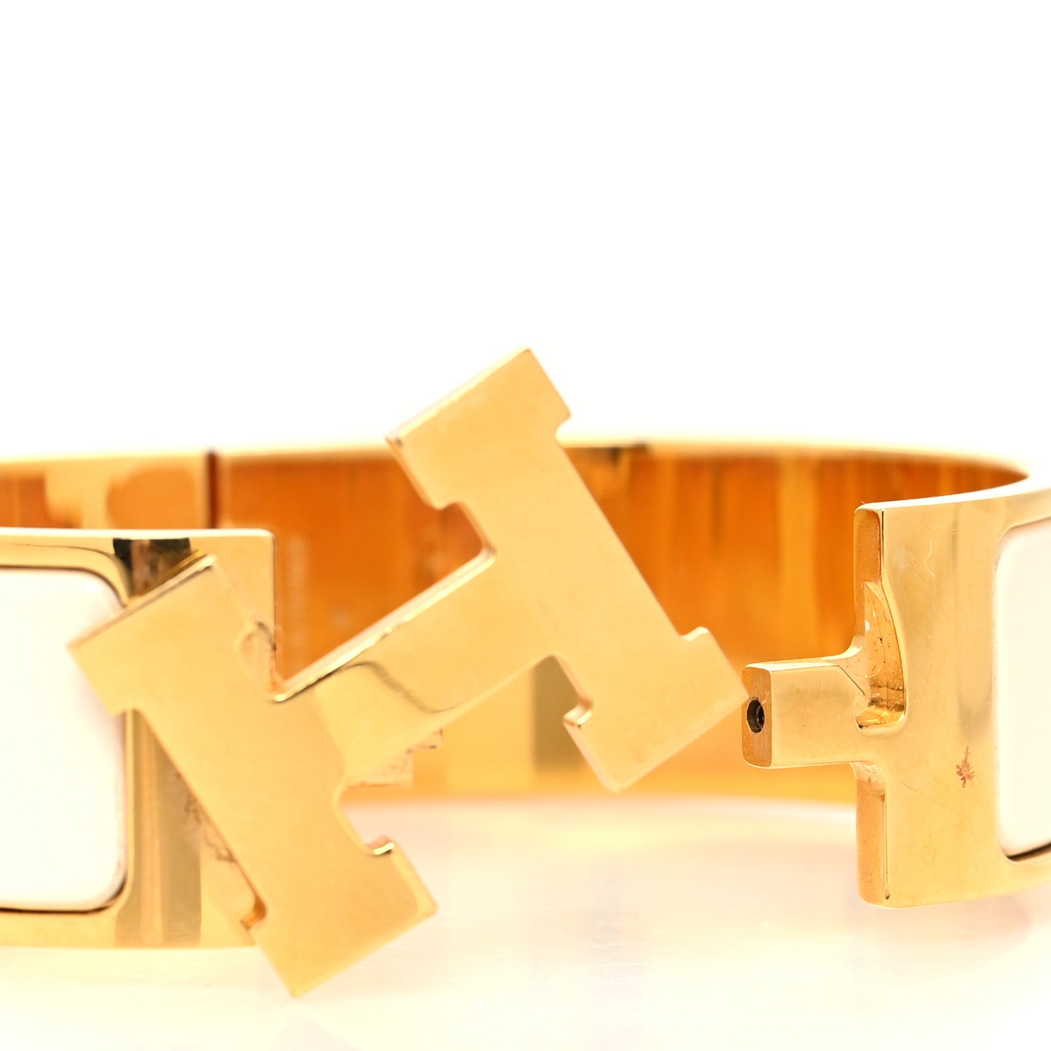 Hermes Enamel Wide Clic Clac H Bracelet GM White 4 of 5