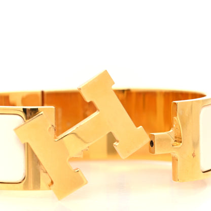 Hermes Enamel Wide Clic Clac H Bracelet GM White 4 of 5