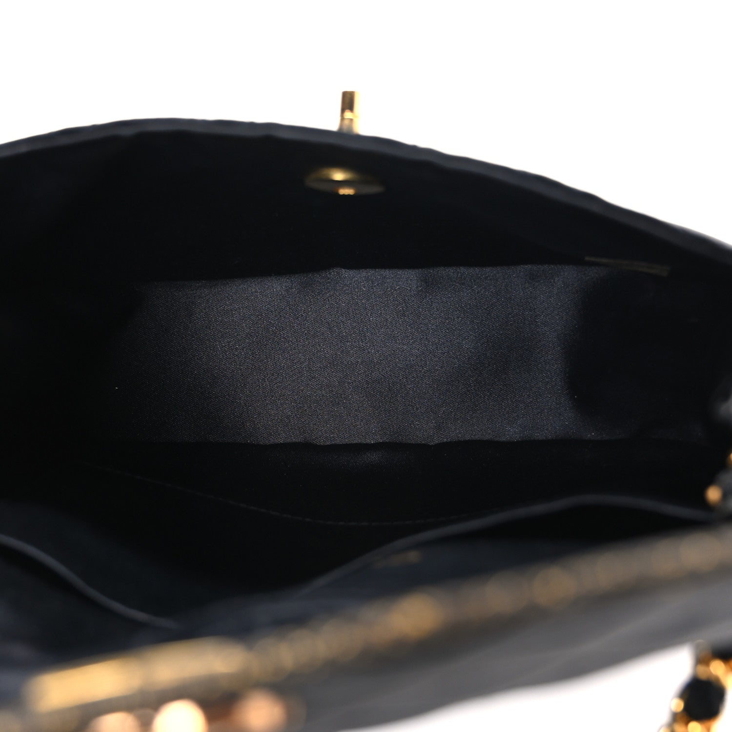 Chanel Satin Quilted Flap Shoulder Bag Black Gold 5 of 11