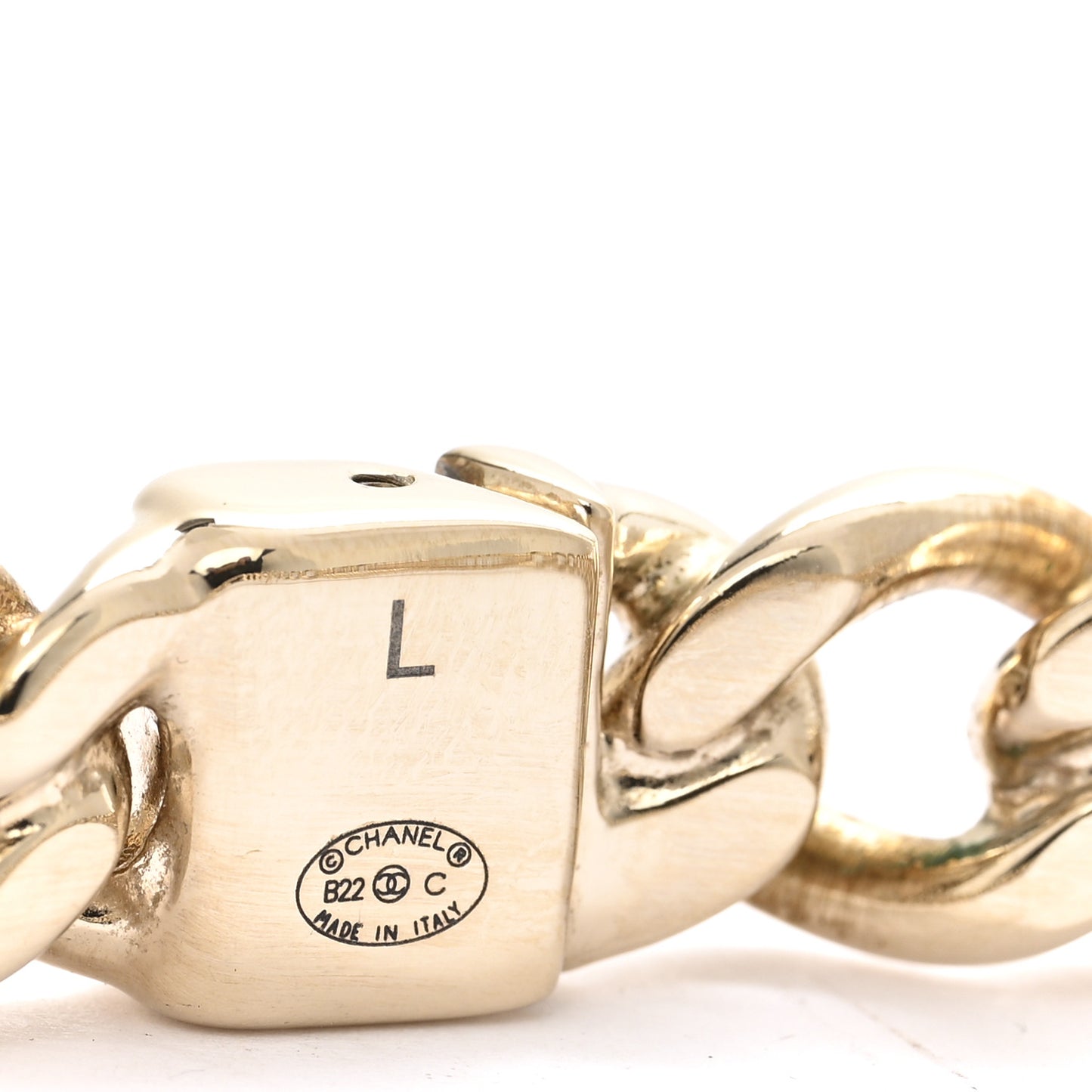 Metal CC Chain Link Choker Necklace L Gold