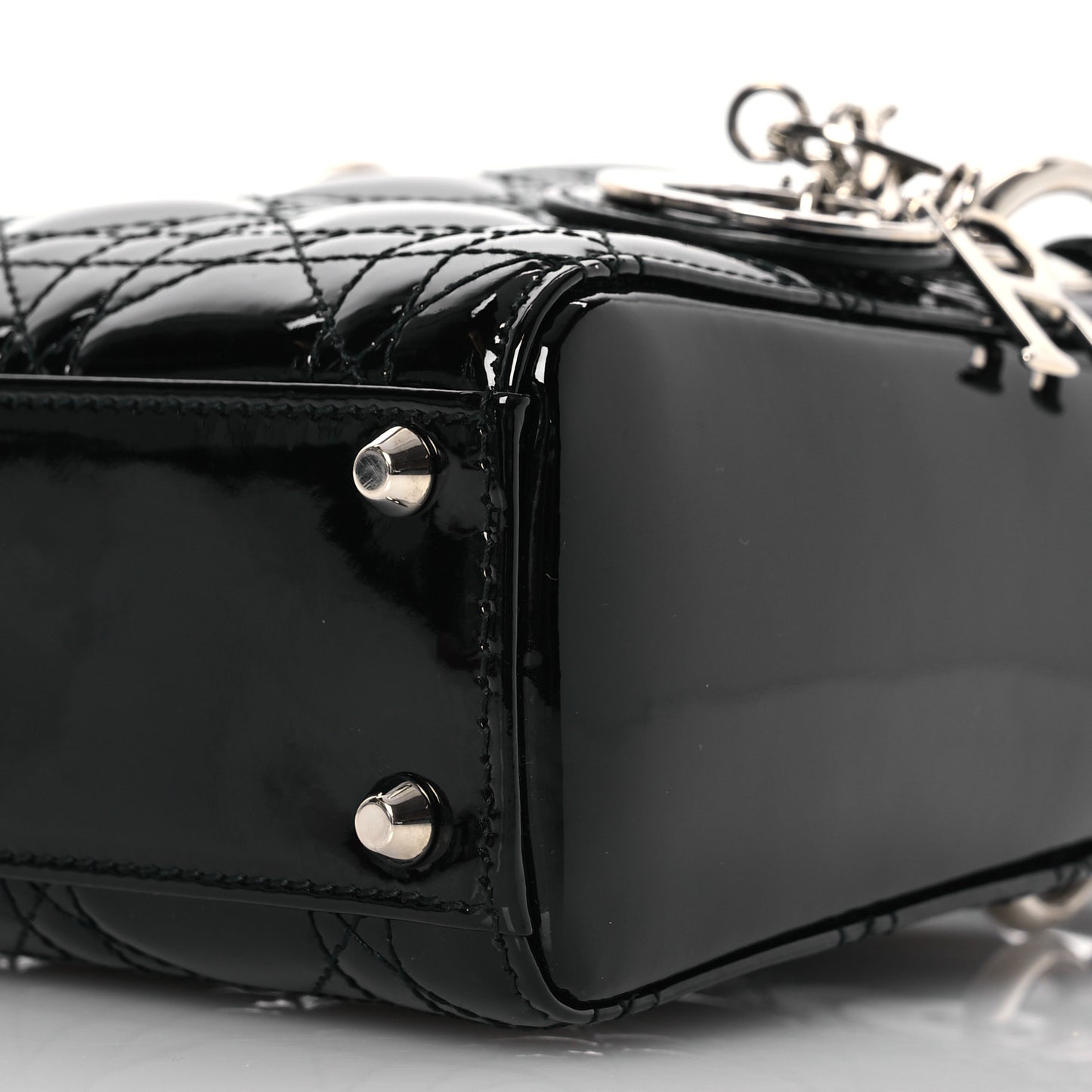 Patent Cannage Mini Lady Dior Black