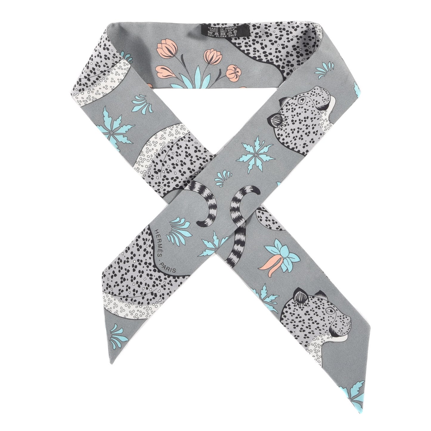 Silk Les Leopards Twilly Gris Acier Gris Perle Peach