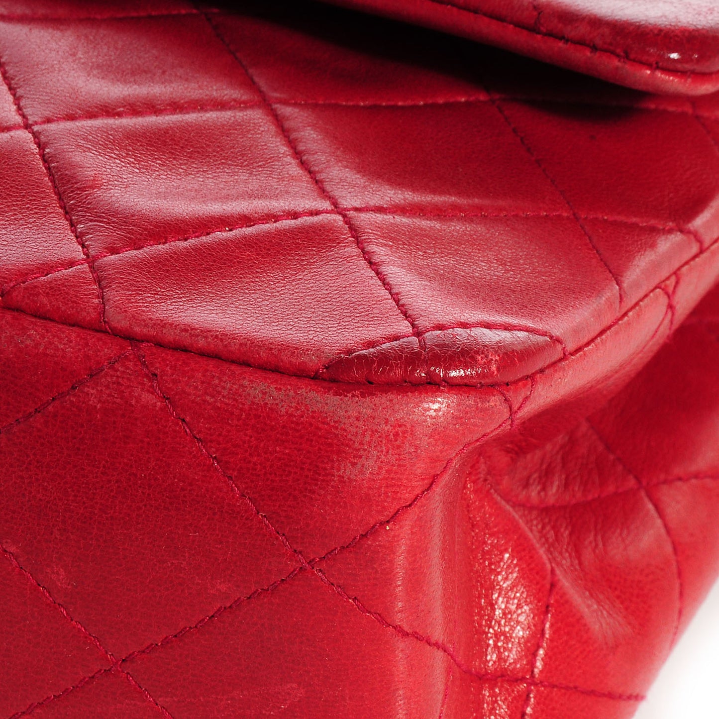 Lambskin Quilted Medium Double Flap Red