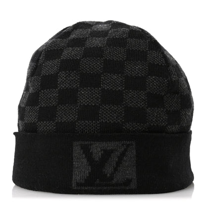 Louis Vuitton Wool Bonnet Petit Damier Beanie Hat Black 3 of 10