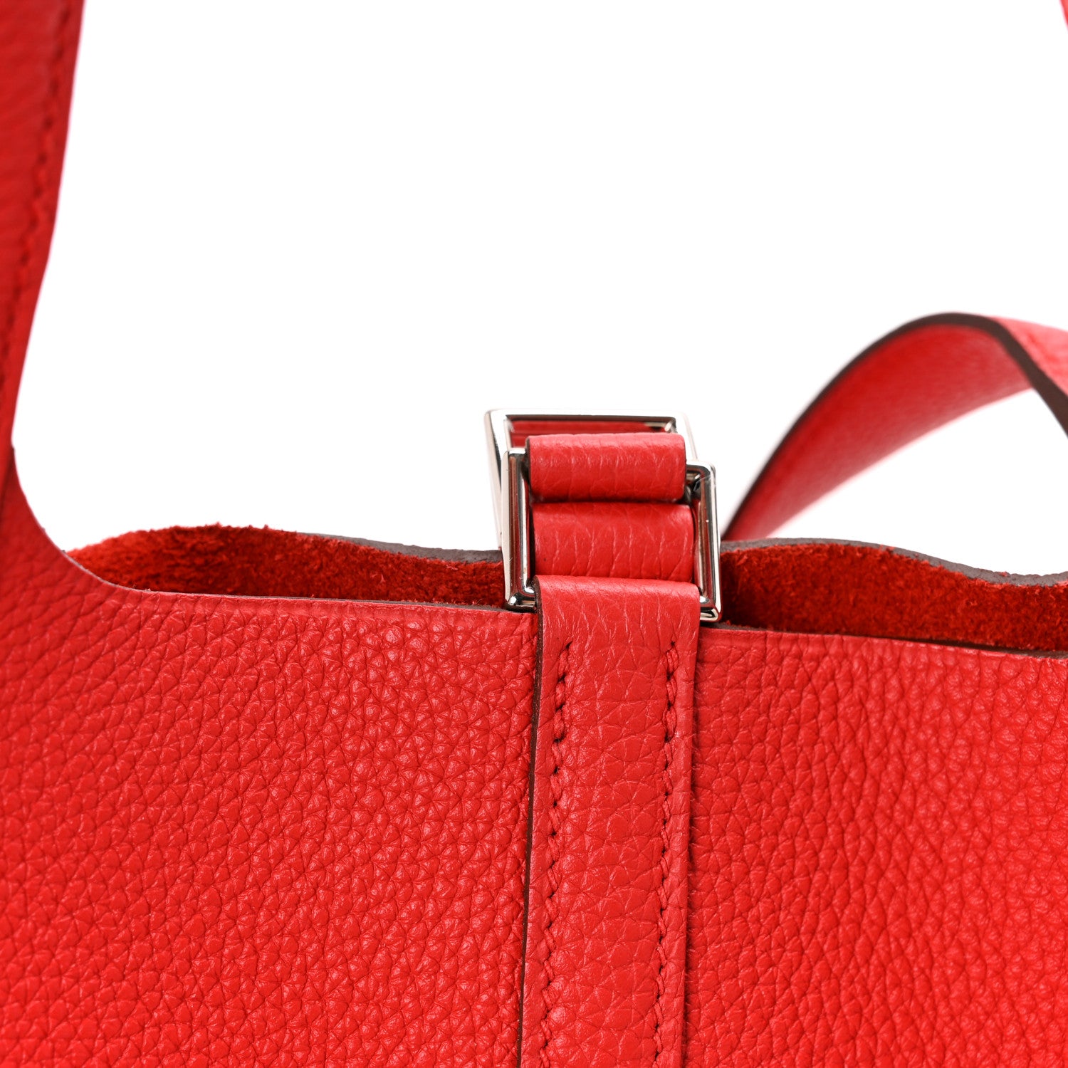 Hermes Taurillon Clemence Picotin Lock 18 PM Rouge Tomate 1782590