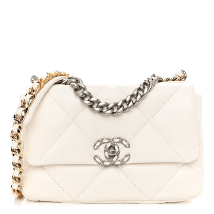 Chanel Lambskin Quilted Medium Chanel 19 Flap White 1 of 9
