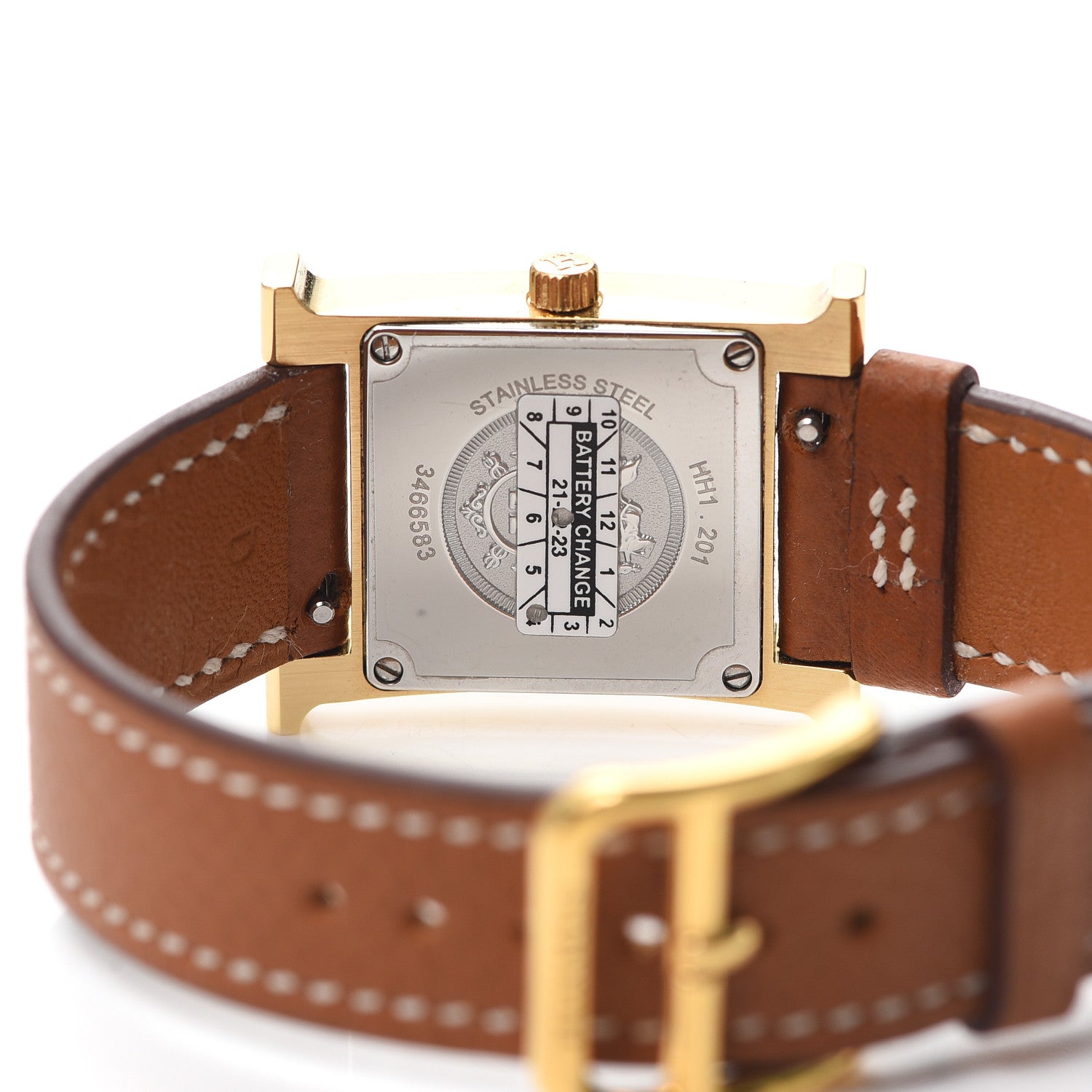 Hermes Stainless Steel Epsom 21mm Heure H Hour Quartz Watch Gold 4 of 5