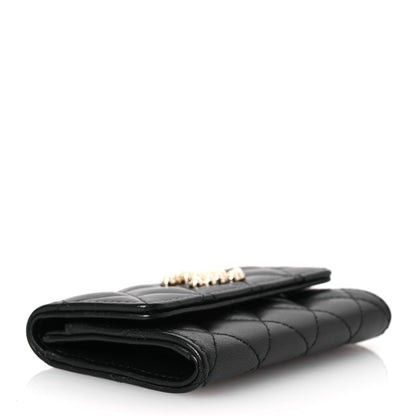 Chanel Lambskin Quilted Pearl CC Chanel Flap Card Holder Black 4 of 10