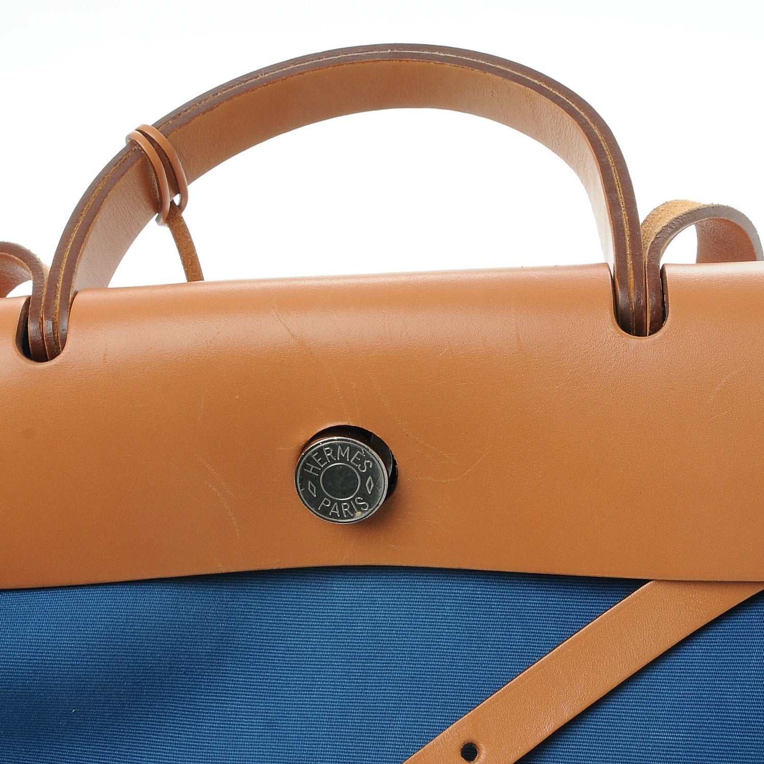 Hermes Vache Hunter Toile Herbag Zip 31 PM Bleu Natural 10 of 16