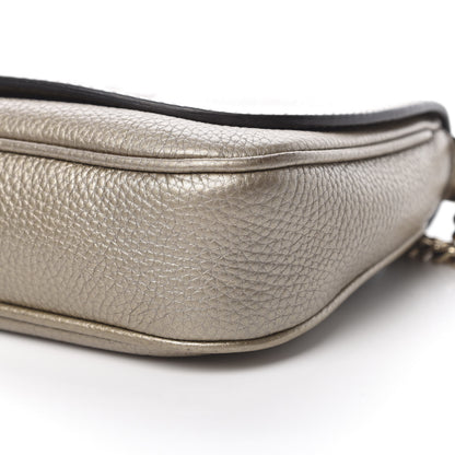 Gucci Metallic Pebbled Calfskin Medium Soho Flap Crossbody Golden Beige 10 of 11