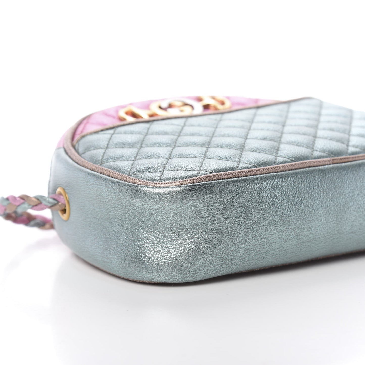 Laminated Nappa Trapuntata Mini Zumi Dome Shoulder Bag Rosa Lago Rame