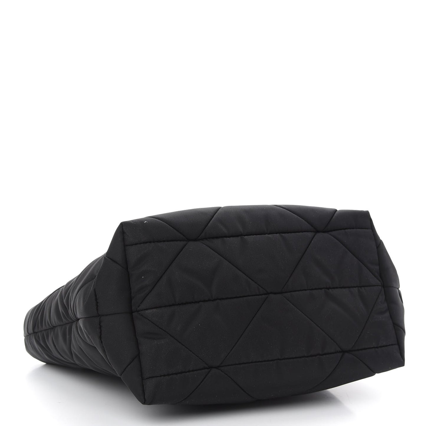 Re-Nylon Nappa Triangle Quilted Padded Double Handled Zip Pocket Tote Black