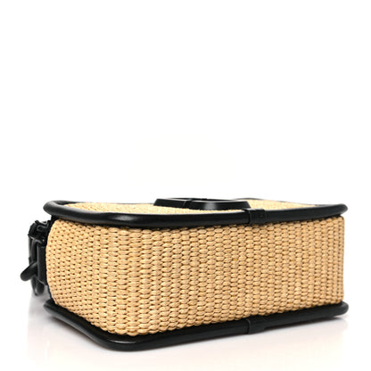 Marc Jacobs Calfskin Woven Straw Small Snapshot Camera Bag Beige 4 of 11