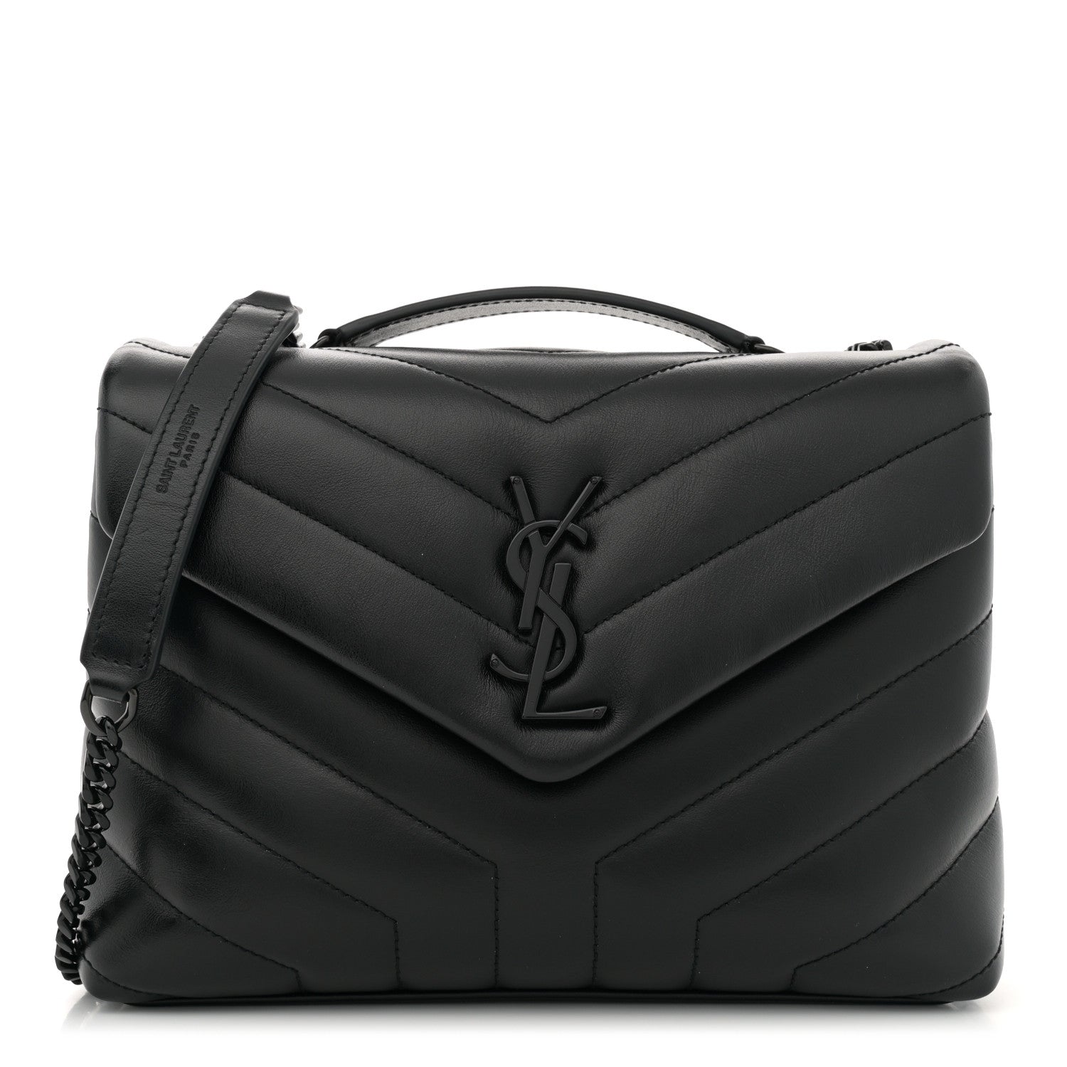 Saint Laurent Calfskin Y Quilted Monogram Monochrome Small Loulou Chain Satchel Black 1 of 12