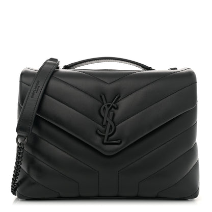 Saint Laurent Calfskin Y Quilted Monogram Monochrome Small Loulou Chain Satchel Black 1 of 12