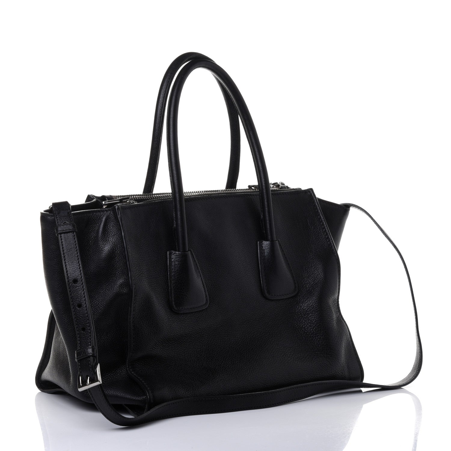 Prada Glace Calf Twin Pocket Tote Black 2 of 4
