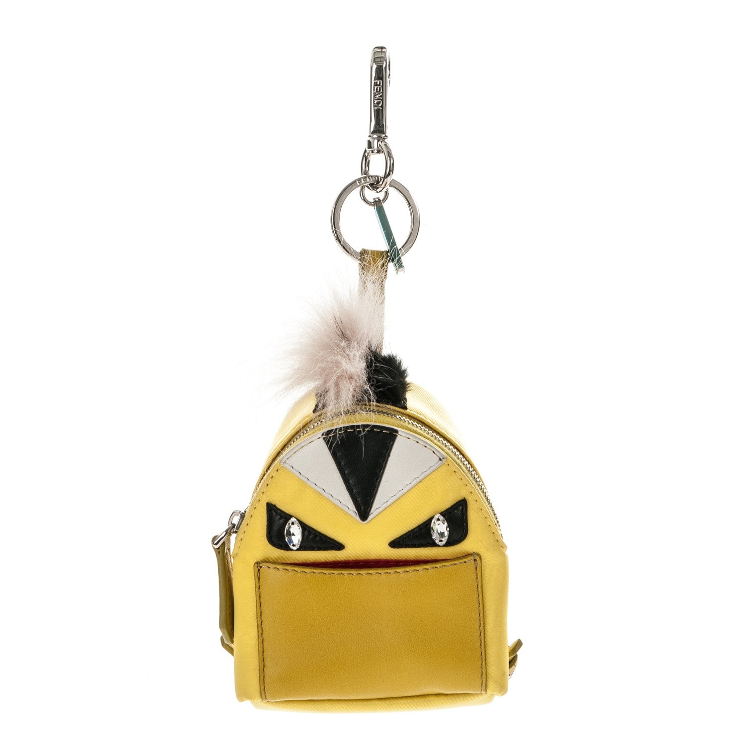 Fendi Nylon Shiny Nappa Nutria Fox Fur Monster Eyes Mini Backpack Charm Cedro Lime Multicolor 1 of 6