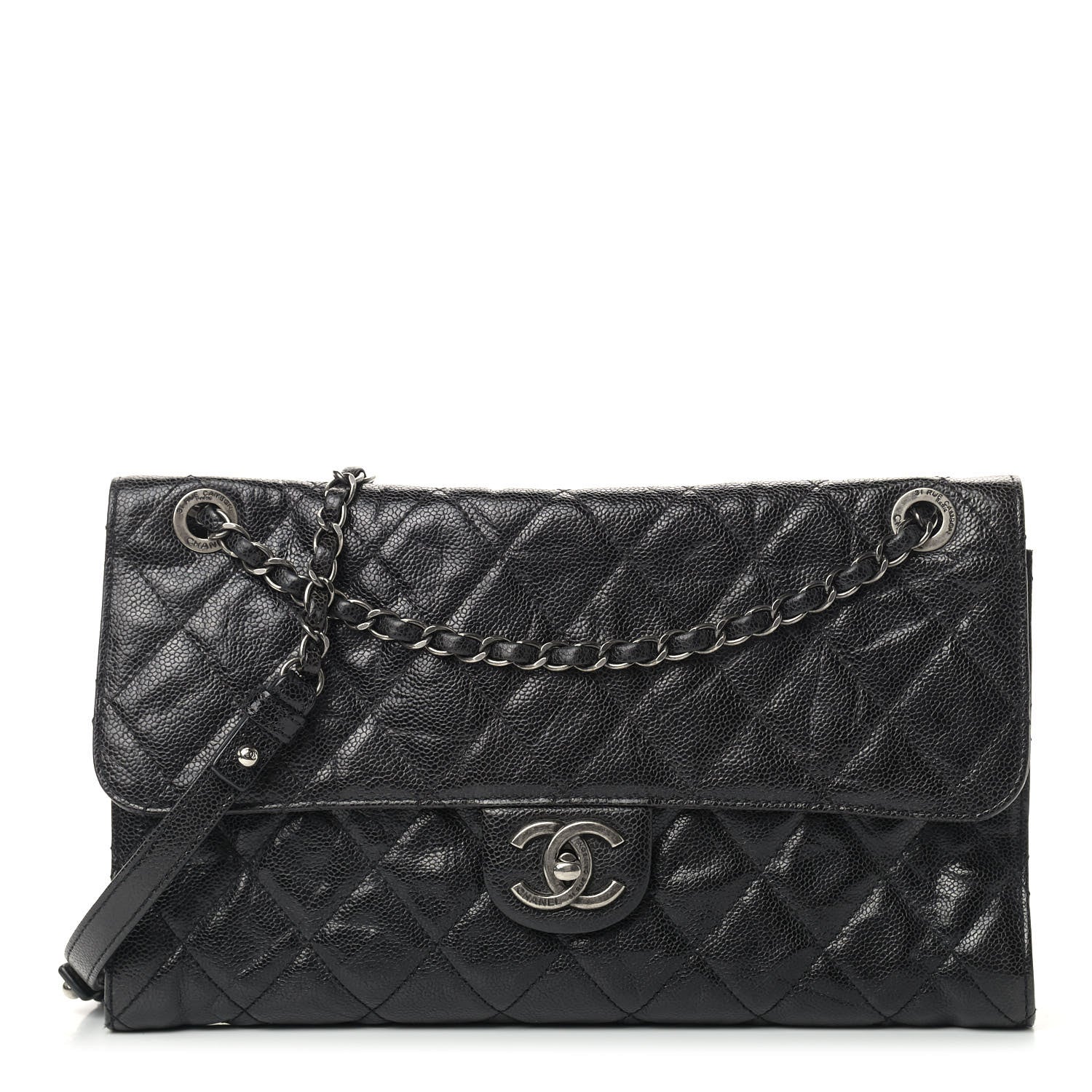 Chanel Crumpled Grained Calfskin Jumbo CC Crave Flap Black 1 of 10