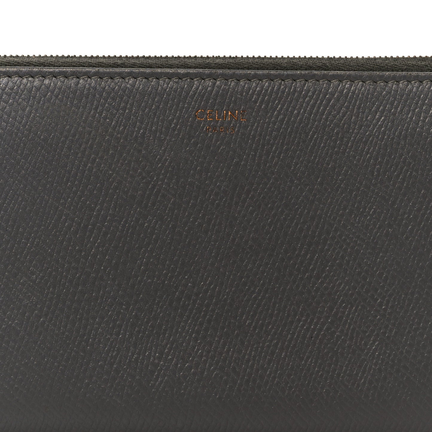 Drummed Calfskin Large Zip Around Multifunction Wallet Grey