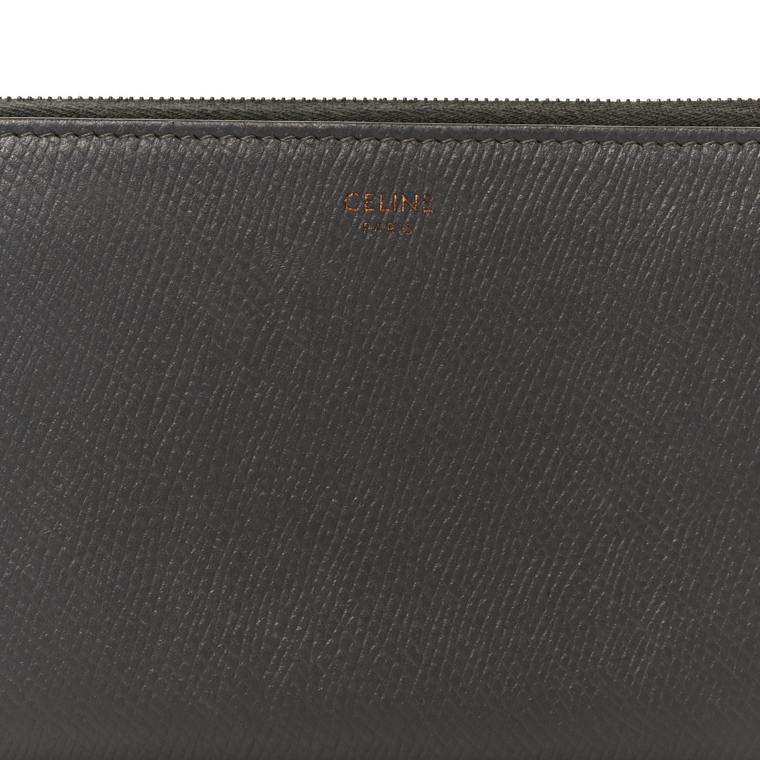 Celine Drummed Calfskin Large Zip Around Multifunction Wallet Grey 7 of 7