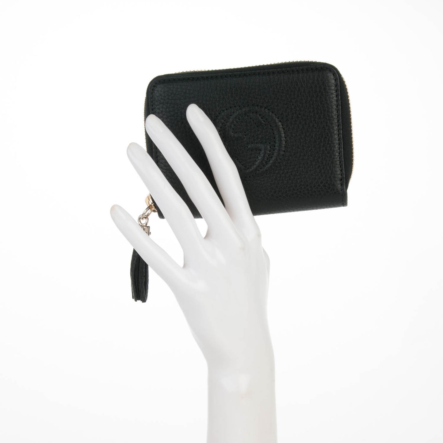 Pebbled Calfskin Soho Compact Disco Zip Around Wallet Black