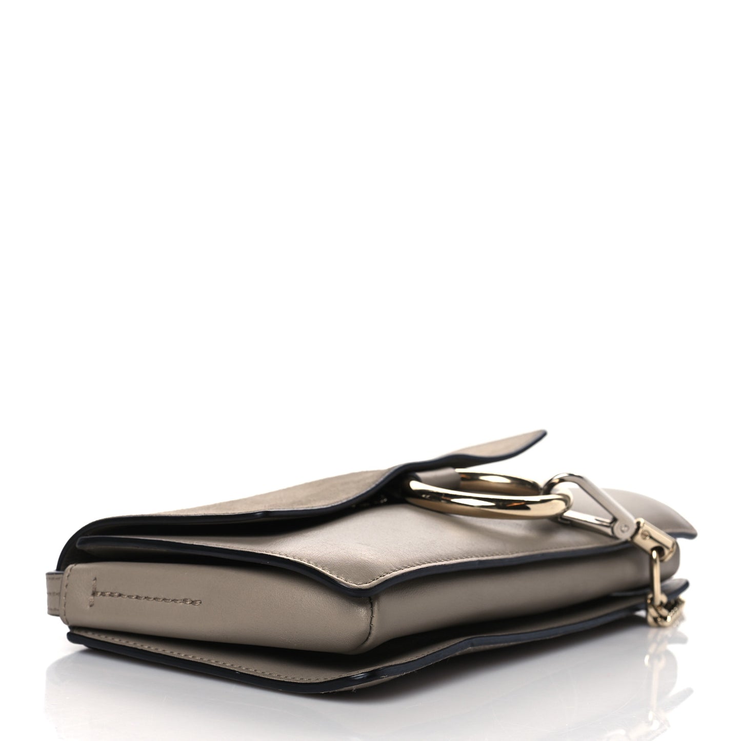 Suede Calfskin Small Faye Shoulder Bag Motty Grey