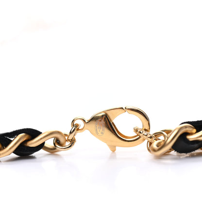 Chanel Pearl Lambskin CC Camellia Necklace Black Gold 6 of 7