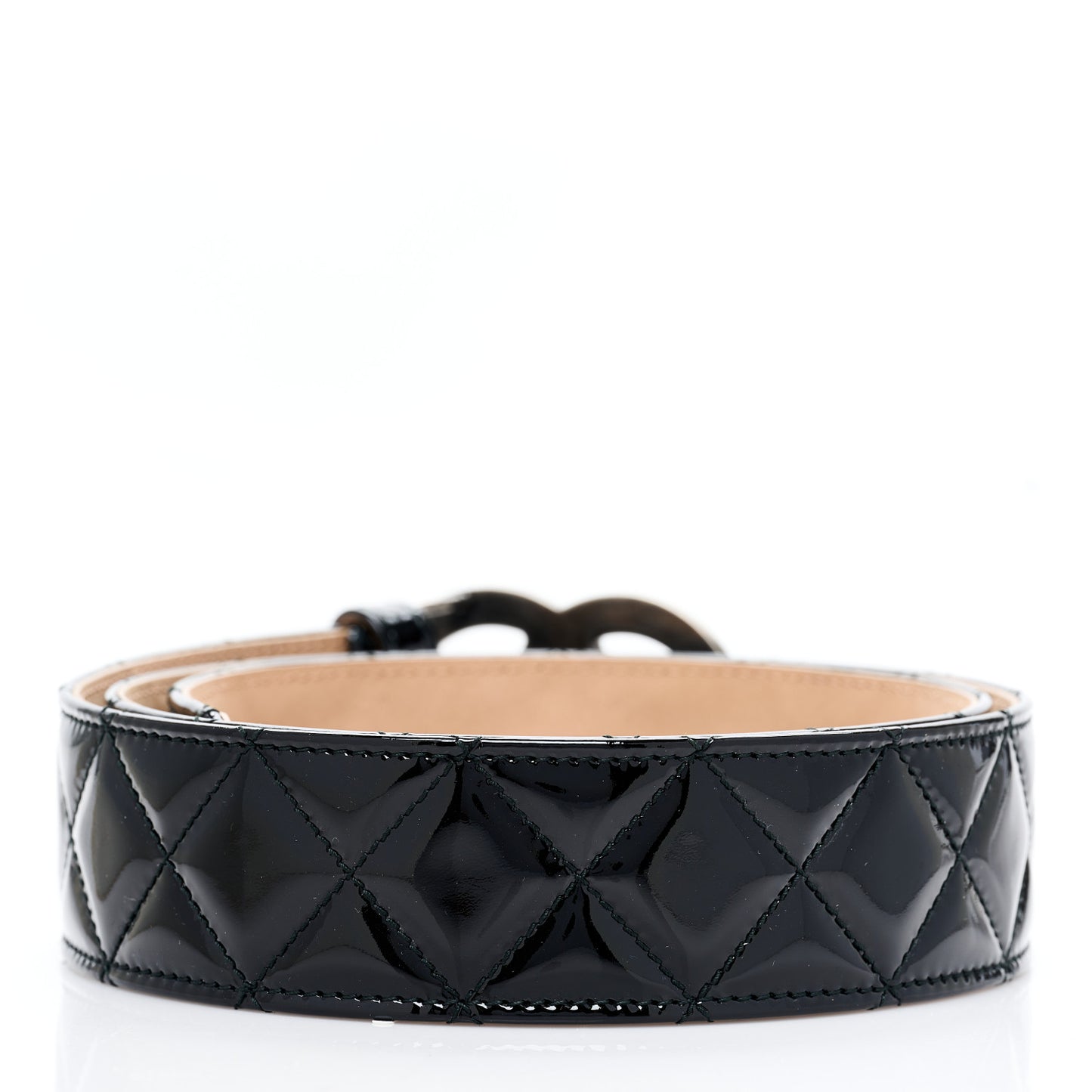 Patent Calfskin Quilted CC Belt 85 34 Black
