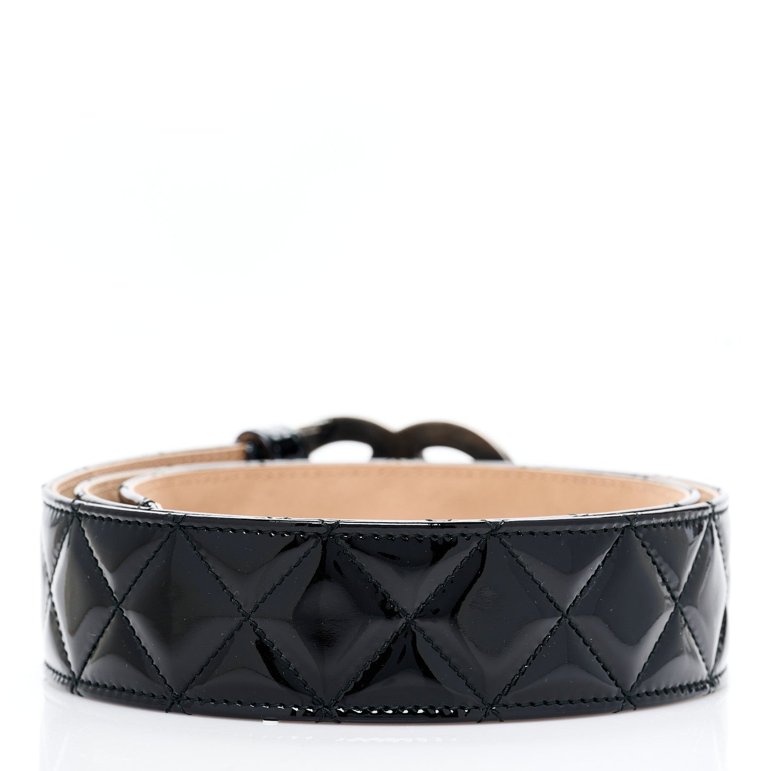 Chanel Patent Calfskin Quilted CC Belt 85 34 Black 2 of 7