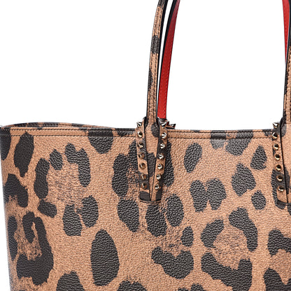 Christian Louboutin Calfskin Leopard Print Spikes East West Cabata Tote Brown 13 of 13