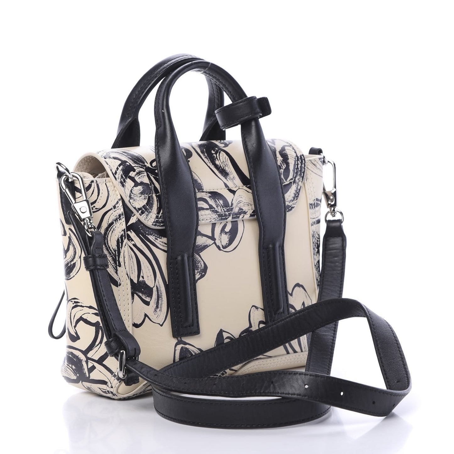 3.1 Calfskin Floral Print Mini Pashli Satchel Off White Black