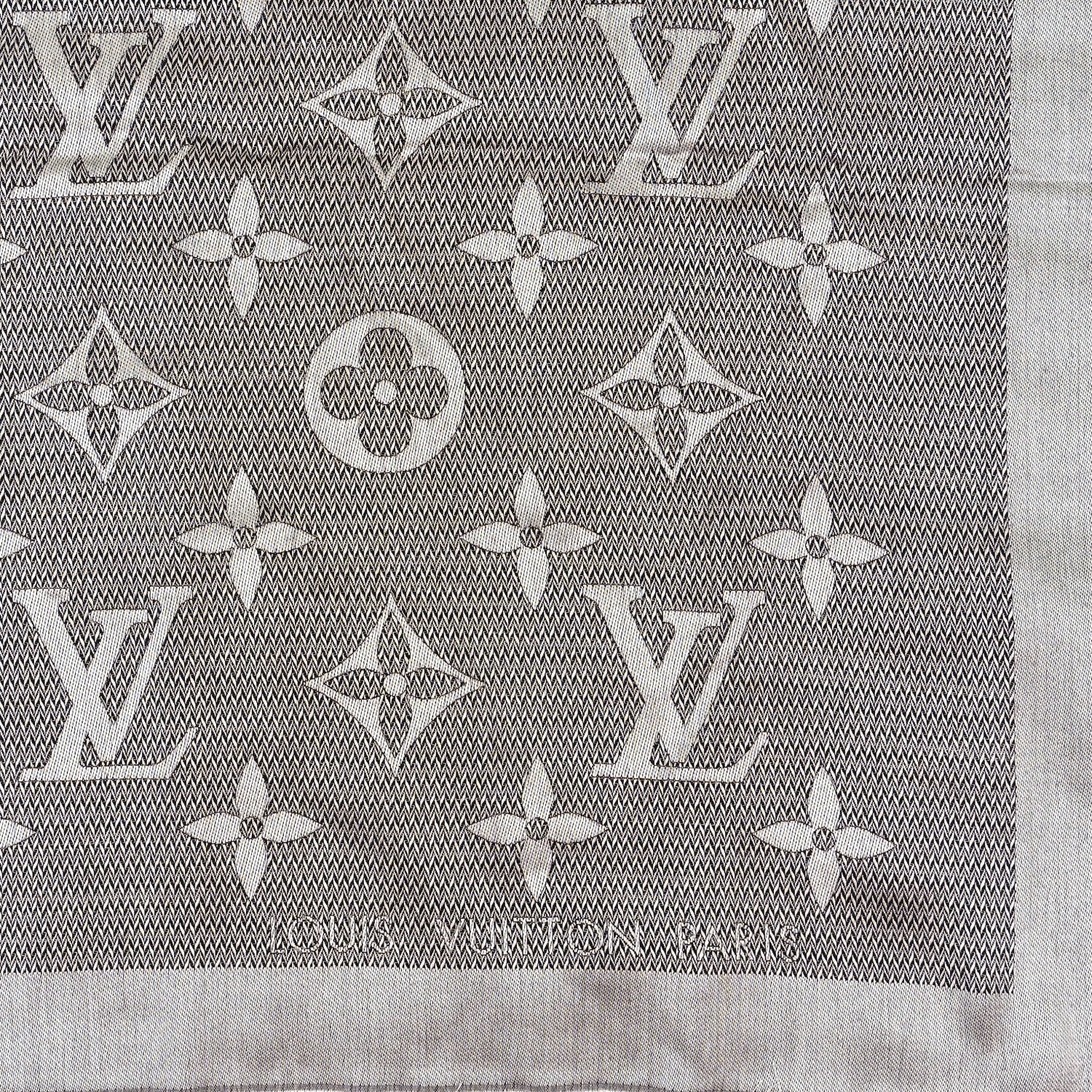 Louis Vuitton Silk Wool Beyond Monogram Shawl Silver 2 of 3