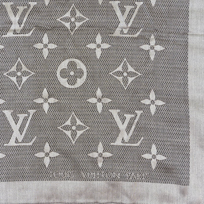 Louis Vuitton Silk Wool Beyond Monogram Shawl Silver 2 of 3